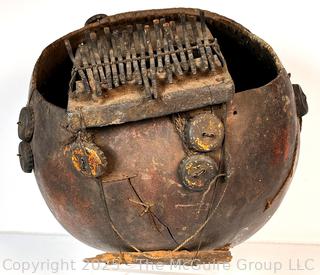 Carved African Mbira Thumb Piano with Cracks. See All Photos