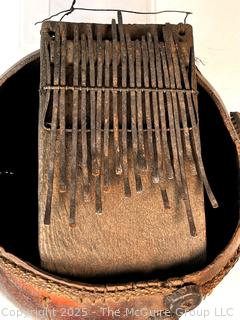 Carved African Mbira Thumb Piano with Cracks. See All Photos