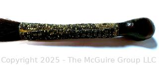 Central African Horse Hair with Figural Carved Wood Handle and Braided Leather Fly Whisk