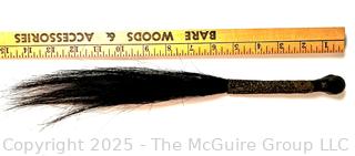 Central African Horse Hair with Figural Carved Wood Handle and Braided Leather Fly Whisk