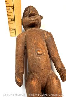 Tribal Carved Wood Standing Male Figural Statue, South Sudan. 10"