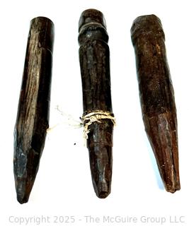 Three (3) Carved Wood African Weaving Pegs