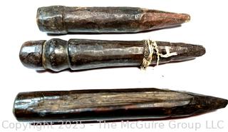 Three (3) Carved Wood African Weaving Pegs