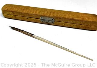  Norton & Son Gold and Mother of Pearl Dip Pen with Velvet Box. 
