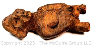 Pre-Columbian Standing Terracotta with Linen Overlay Female Death Figure