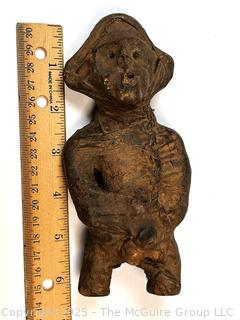 Pre-Columbian Standing Terracotta with Linen Overlay Female Death Figure