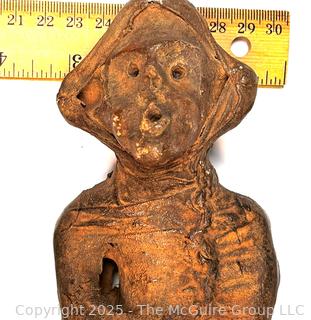 Pre-Columbian Standing Terracotta with Linen Overlay Female Death Figure