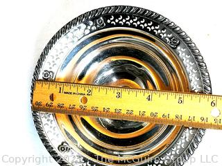 Gruen Weighted Sterling Silver Pierced Edge Pedestal Dish. 131 grams