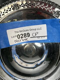 Gruen Weighted Sterling Silver Pierced Edge Pedestal Dish. 131 grams