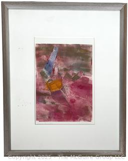 Framed Under Glass Color Lithograph Titled White Nile VIII Signed by Artist. 15 x 19"