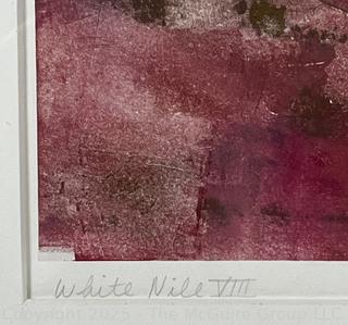 Framed Under Glass Color Lithograph Titled White Nile VIII Signed by Artist. 15 x 19"