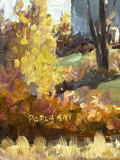 Framed Oil on Board of Farm Signed by Artist Podlaski. 13 x 15"