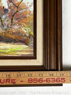 Framed Oil on Board of Farm Signed by Artist Podlaski. 13 x 15"