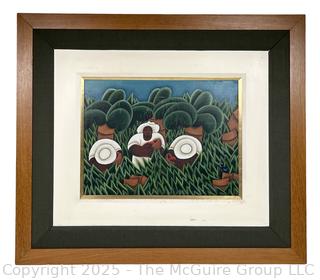 Framed Oil on Canvas of Workers in the Field Signed by Artist Jose Sabota. 24 x 28"