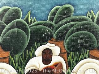 Framed Oil on Canvas of Workers in the Field Signed by Artist Jose Sabota. 24 x 28"