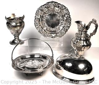 Six (6) Pieces of Silver Plate Servingware. 