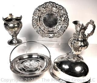Six (6) Pieces of Silver Plate Servingware. 