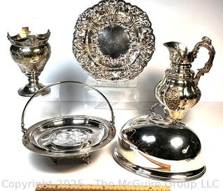 Six (6) Pieces of Silver Plate Servingware. 