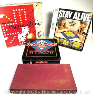 Four (4) Board Games Including Stay Alive, Aggravation, Monopoly and Scrabble