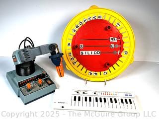 Radio Shack Armatron, Casio Pt-50 Electronic Piano Keyboard and Pressman Spelling Wheel