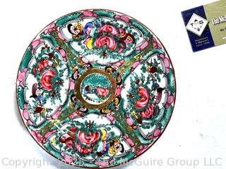 Four (4) Chinese Hand Painted Famille Rose Porcelain Plates and Serving Bowls
