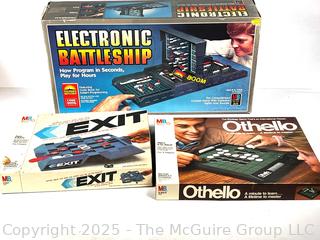 Three (3) Milton-Bradley Games Including Othello, Exit and Electronic Battleship