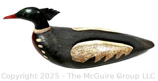Primitive Hand Carved Duck Decoy Signed by Artist John Schmidt