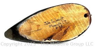 Primitive Hand Carved Duck Decoy Signed by Artist John Schmidt