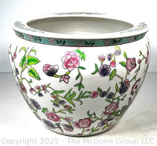 Chinese Floral Koi Fish Bowl Planter 