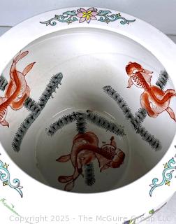 Chinese Floral Koi Fish Bowl Planter 
