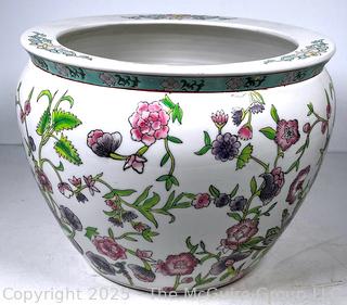 Chinese Floral Koi Fish Bowl Planter 