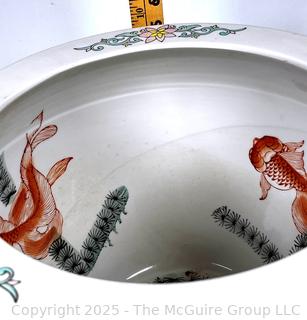 Chinese Floral Koi Fish Bowl Planter 