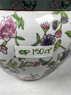 Chinese Floral Koi Fish Bowl Planter 