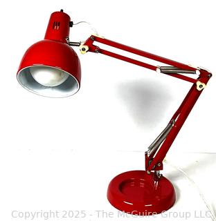 Corded Red Adjustable Swing Arm Drafting Lamp