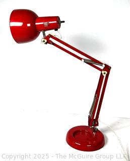 Corded Red Adjustable Swing Arm Drafting Lamp