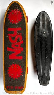Two (2) Skateboards Including 1980's NASH Tuf-Top and Newporter Black Plastic Skateboard