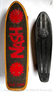 Two (2) Skateboards Including 1980's NASH Tuf-Top and Newporter Black Plastic Skateboard