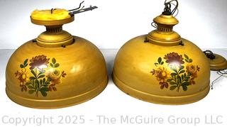 Two (2) Hand Painted Hanging Metal Light Fixtures