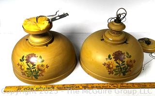 Two (2) Hand Painted Hanging Metal Light Fixtures