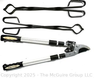 Fireplace tongs and Garrett Wade Pruner