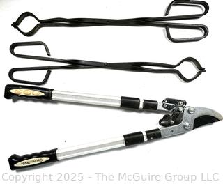 Fireplace tongs and Garrett Wade Pruner