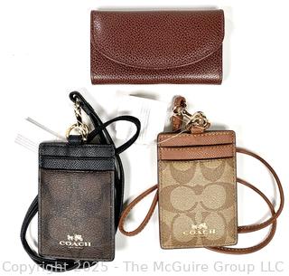 Three (3) Coach Handbags Including Key Fob Case and Signature Lanyard Card Case All New with Tags