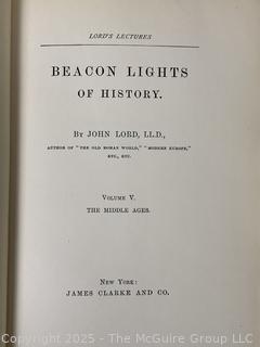 Leather Bound, Beacon Lights of History by John Lord Volume V The Middle Ages, 1883 Book