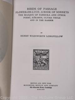 Leather with Marbled Paper Bound Birds of Passage by Henry Wadsworth Longfellow, 1891 Book