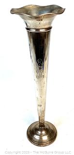 Harris & Shafer 925 Sterling Silver Trumpet Flower Vase With Reinforced Base.