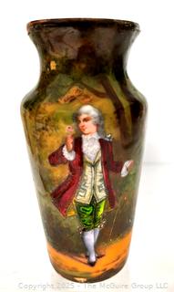 French Limoges Enamel on Copper Cabinet Vase.  Some missing Glaze
