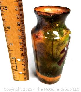 French Limoges Enamel on Copper Cabinet Vase.  Some missing Glaze