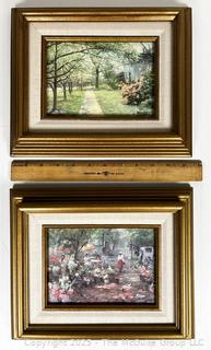 Two (2) Framed Under Glass Prints on Canvas 