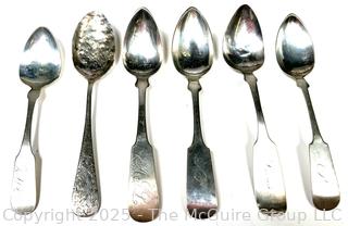 Six (6) Sterling Silver Teaspoons. 105 Grams