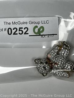 Swarovski Crystal and Enamel Teddy Bear Brooch